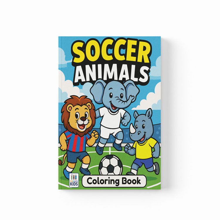 Soccer Animals coloring book cover
